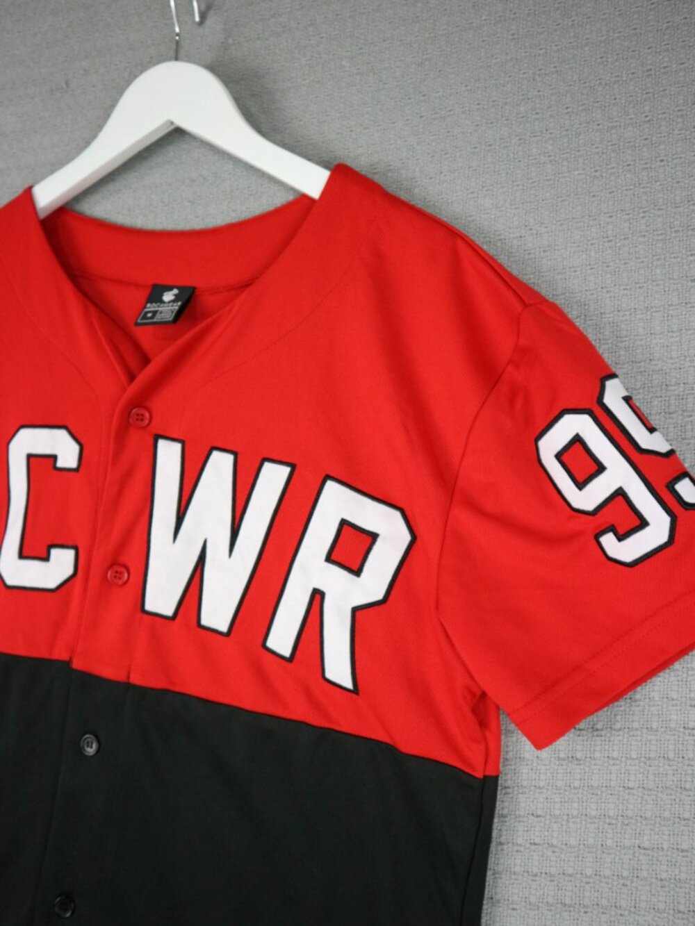 Rocawear Baseball Jersey Button Up Logo Mens Y2K Streetwear M Medium Red Black - Picture 5 of 6